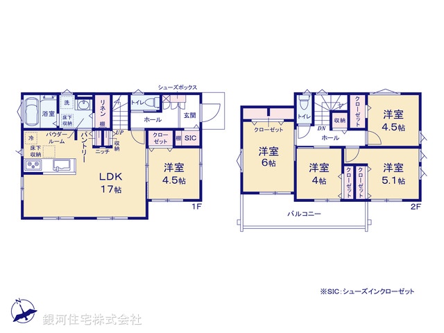 G00396047 神奈川県横浜市都筑区東山田４丁目 新築一戸建て 7680万円【間取図】