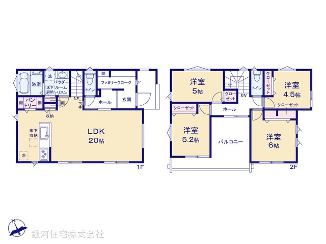 G00396050 神奈川県横浜市都筑区東山田４丁目 新築一戸建て 7680万円【間取図】
