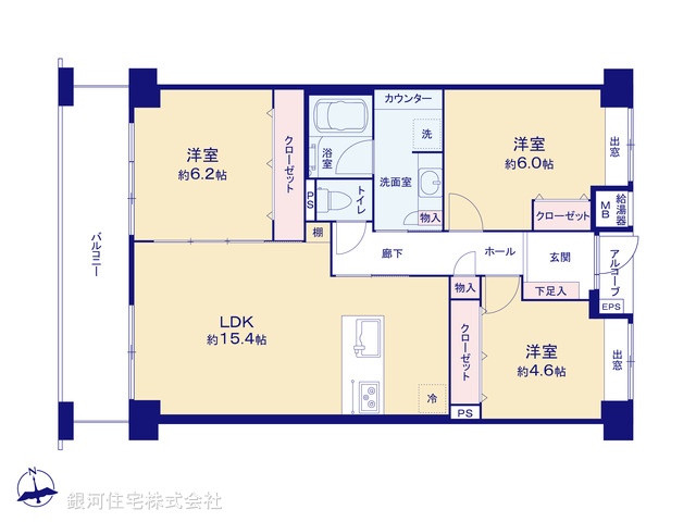 G00396132 東京都清瀬市元町１丁目 中古マンション 5999万円【間取図】