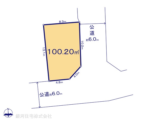 G00396156 埼玉県草加市金明町 土地 3890万円【区画図】