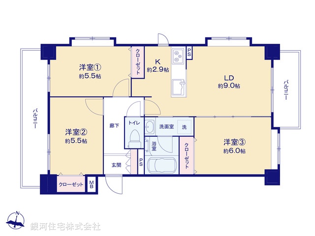 G00396329 東京都大田区大森南２丁目 中古マンション 5280万円【間取図】
