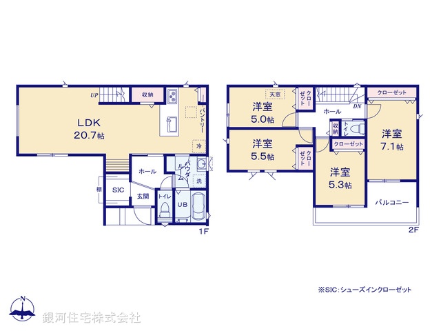 G00396387 神奈川県座間市座間１丁目 新築一戸建て 4190万円【間取図】