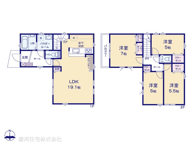 G00396479 神奈川県大和市福田８丁目 新築一戸建て 4499万円【間取図】