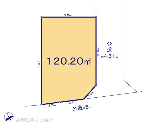 G00396498 神奈川県相模原市中央区田名 土地 2400万円【区画図】