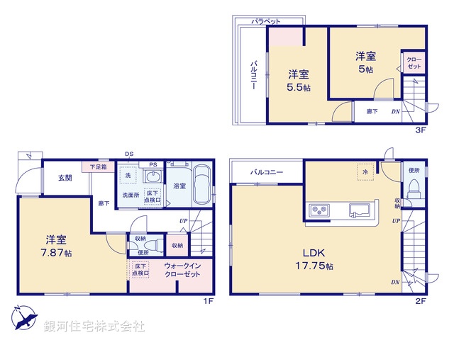 G00396642 千葉県市川市本行徳 新築一戸建て 5290万円【間取図】