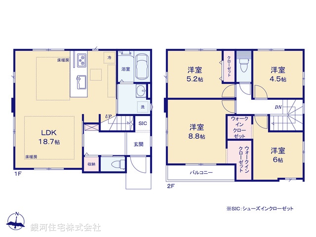 G00396647 東京都練馬区大泉学園町８丁目 新築一戸建て 6399万円【間取図】