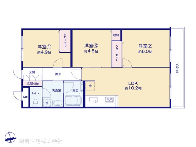 G00396796 神奈川県横浜市港南区野庭町 中古マンション 1899万円【間取図】