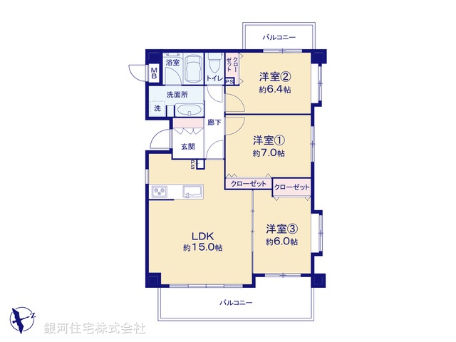 G00396968 東京都多摩市鶴牧１丁目 中古マンション 4780万円【間取図】