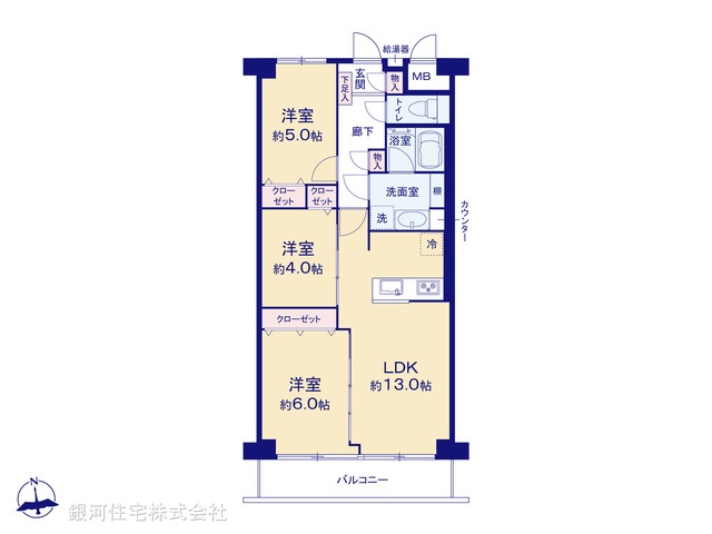 G00397065 東京都江東区東砂２丁目 中古マンション 4599万円【間取図】