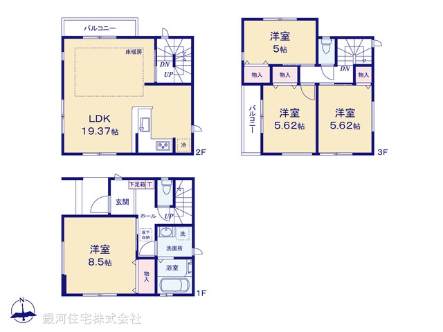 G00397072 東京都足立区梅田３丁目 新築一戸建て 5998万円【間取図】