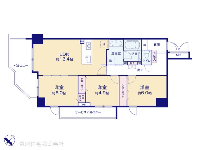 G00397221 神奈川県横浜市神奈川区大口通 中古マンション 6799万円【間取図】