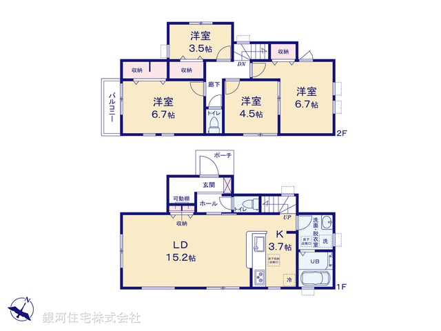 G00397234 東京都東久留米市八幡町３丁目 新築一戸建て 4480万円【間取図】