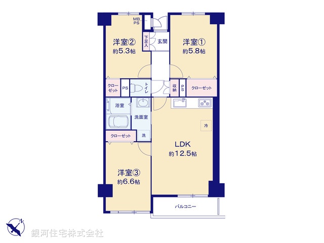 G00397238 千葉県市川市幸２丁目 中古マンション 2890万円【間取図】