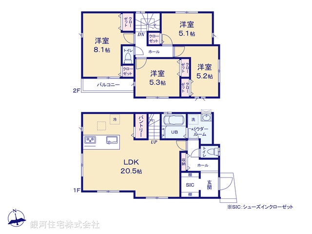 G00397244 神奈川県横浜市保土ヶ谷区仏向町 新築一戸建て 4990万円【間取図】