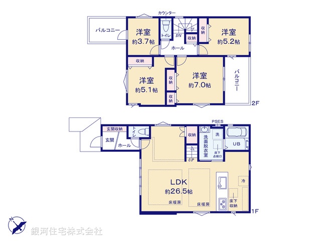 G00397344 千葉県千葉市美浜区磯辺８丁目 新築一戸建て 5388万円【間取図】