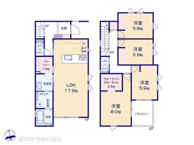 G00397396 千葉県松戸市新松戸６丁目 新築一戸建て 6580万円【間取図】