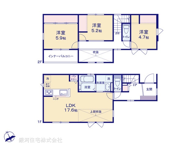 G00397401 千葉県市川市鬼高１丁目 新築一戸建て 6880万円【間取図】