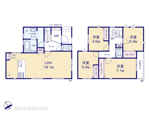 G00397695 神奈川県相模原市中央区東淵野辺５丁目 新築一戸建て 4290万円【間取図】