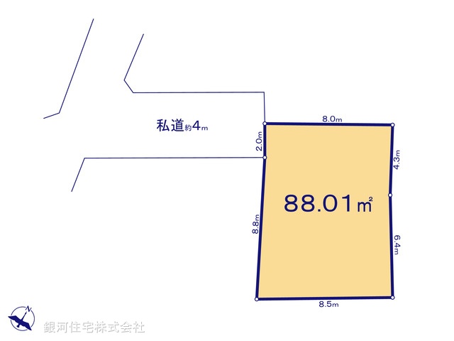 G00397873 埼玉県川越市大字上新河岸 土地 984万円【区画図】