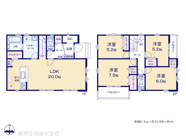 G00398048 千葉県松戸市五香西２丁目 新築一戸建て 5299万円【間取図】