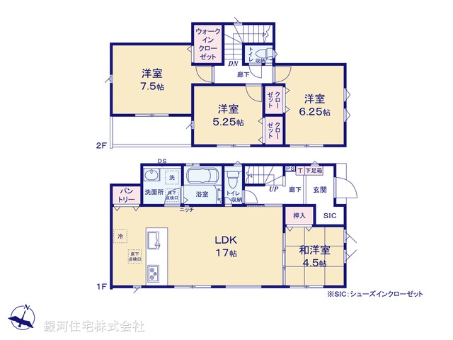 G00398240 千葉県松戸市二十世紀が丘梨元町 新築一戸建て 5490万円【間取図】