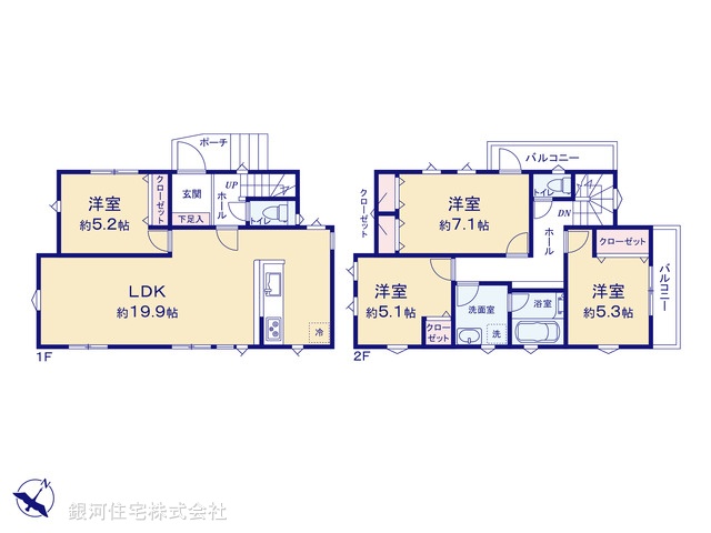 G00398245 神奈川県横浜市戸塚区汲沢５丁目 新築一戸建て 5480万円【間取図】