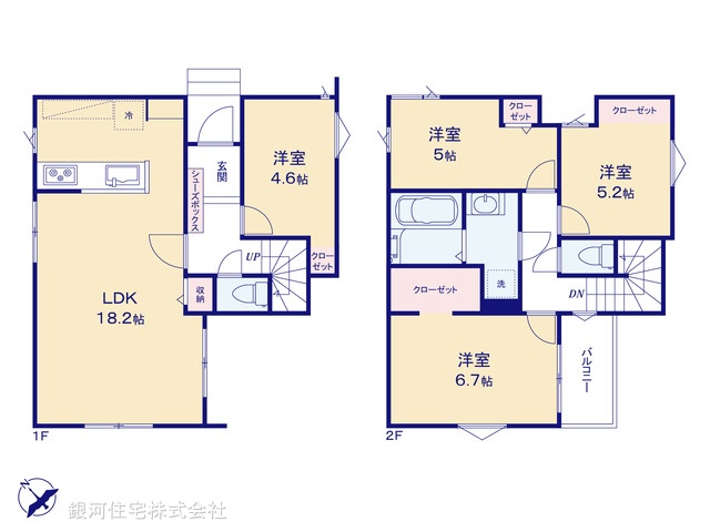 G00398297 千葉県船橋市高根台７丁目 新築一戸建て 4480万円【間取図】
