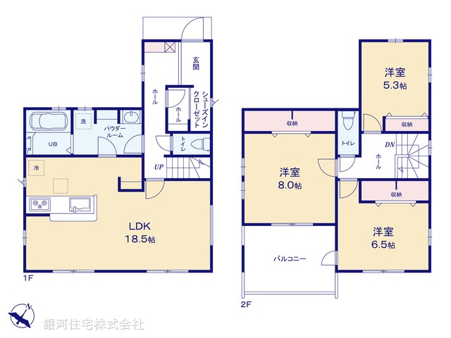 G00398378 東京都八王子市館町 新築一戸建て 3599万円 土地面積137.51m² (約41.59坪) 建物面積99.54m² (約30.11坪) 間取り３ＬＤＫ 築年月2026年10月【間取図】