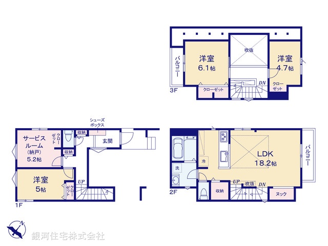 G00398424 東京都江戸川区篠崎町４丁目 新築一戸建て 6590万円【間取図】