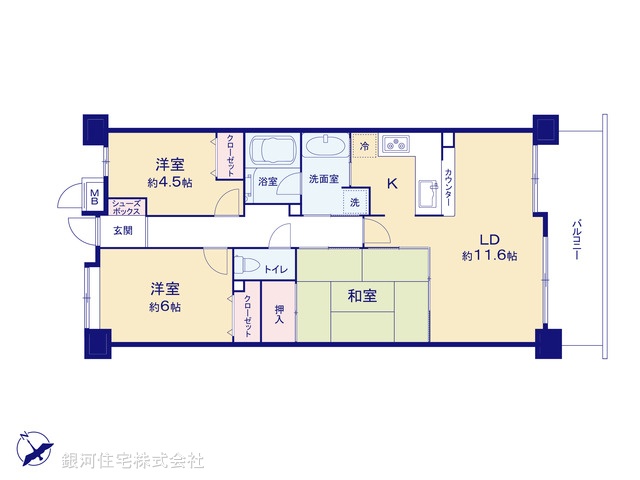 G00398433 神奈川県横浜市金沢区富岡東１丁目 中古マンション 3580万円【間取図】