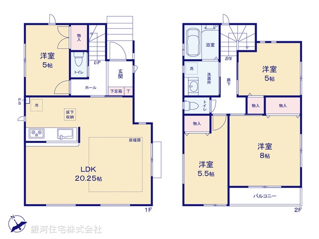 G00398512 神奈川県横浜市戸塚区汲沢５丁目 新築一戸建て 5798万円【間取図】