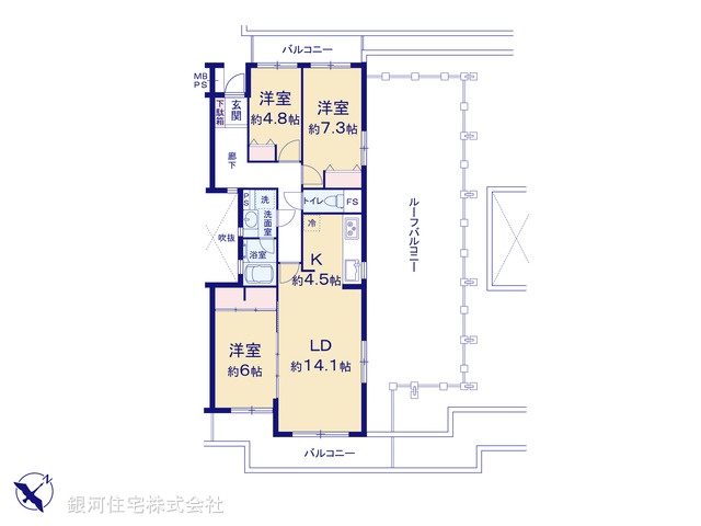 G00398653 神奈川県横浜市金沢区富岡西７丁目 中古マンション 3180万円【間取図】