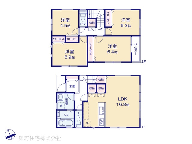 G00398953 神奈川県横浜市泉区和泉中央南２丁目 新築一戸建て 5480万円【間取図】