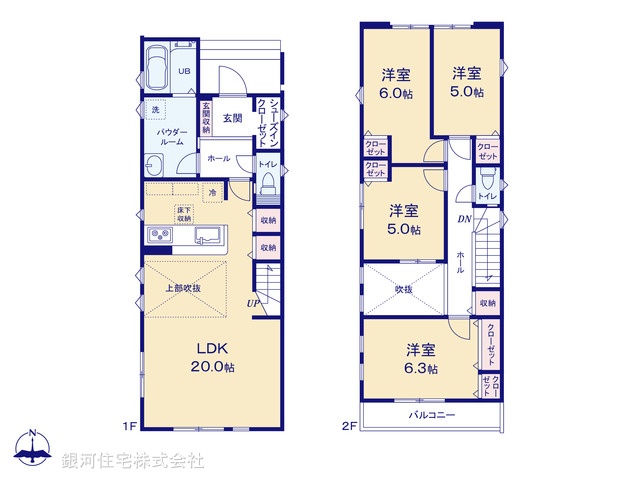 G00399012 千葉県松戸市常盤平６丁目 新築一戸建て 5499万円【間取図】
