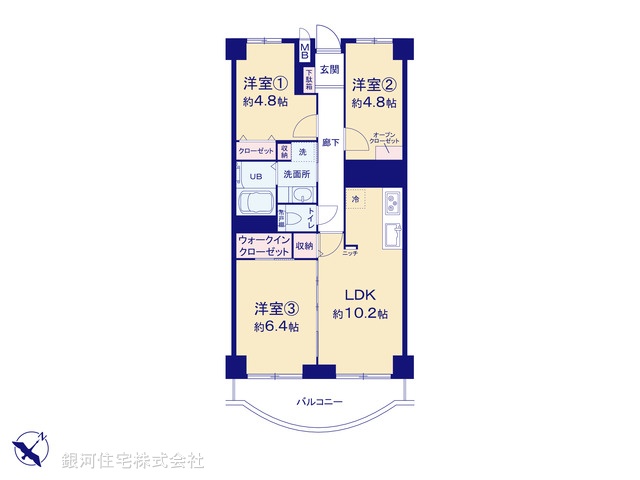 G00399109 千葉県千葉市稲毛区小仲台４丁目 中古マンション 2180万円【間取図】