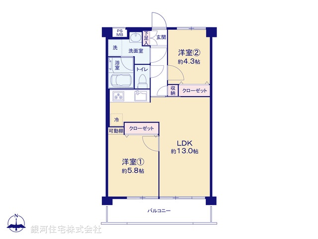 G00399364 千葉県船橋市海神町南１丁目 中古マンション 2190万円【間取図】