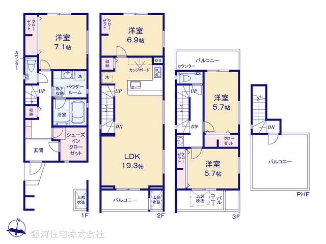 G00399408 東京都世田谷区砧３丁目 新築一戸建て 1億1480万円【間取図】