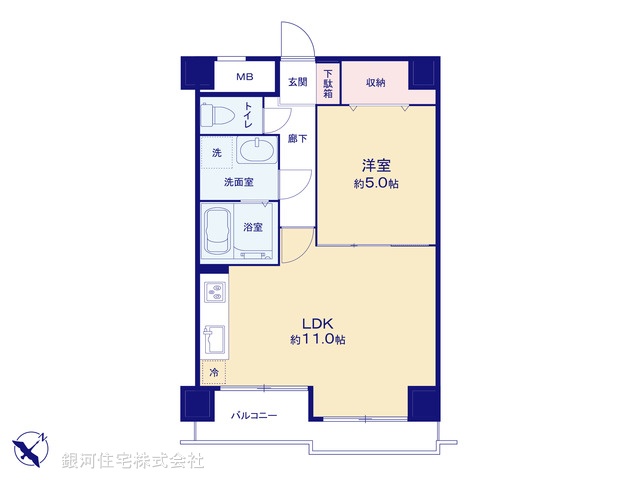 G00399480 東京都品川区北品川１丁目 中古マンション 5980万円【間取図】