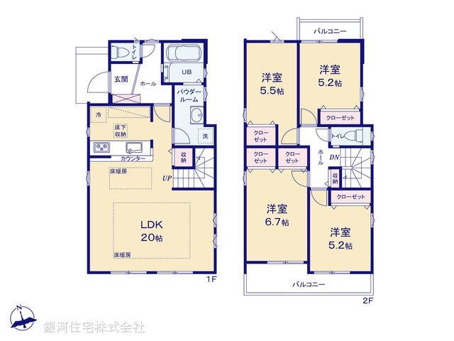 G00399810 東京都小金井市中町１丁目 新築一戸建て 7499万円【間取図】