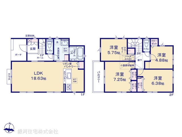 G00399913 神奈川県相模原市中央区田名 新築一戸建て 3280万円【間取図】